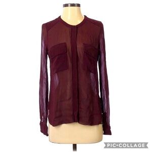 Wilfred Silk Sheer Long Sleeve Career Work Blouse